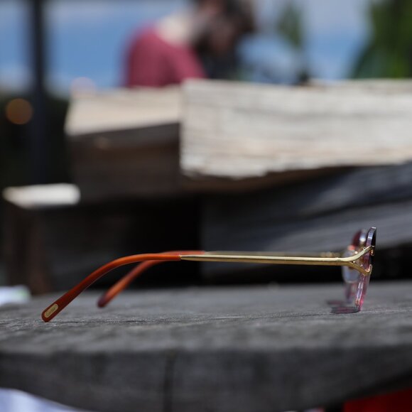 CARTIER C RIMLESS 18K GOLD FILLED PINK Y2K SUNGLASSES - Picture 6 of 16